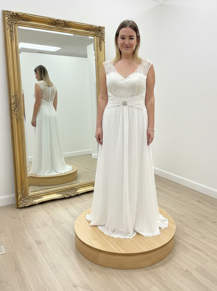 Vestido Novia Largo Con Encaje Detalle Cintura