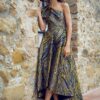 Vestido Jaquard Negro Y Amarillo