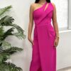 Vestido Largo Recto Hombro Fucsia