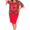 Conjunto de Blusa Estampada y Falda Roja