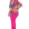 Conjunto Blusa y Pantalón Estampados Fucsias