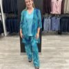 Conjunto Azul Claro Estampado con Levita de Gasa