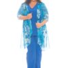 Conjunto de Cuerpo, Pantalón y Levita Estampada en Tonos Azules