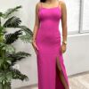 Vestido Largo Recto Tirantes Fucsia