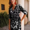 Vestido Estampado Blanco Y Negro