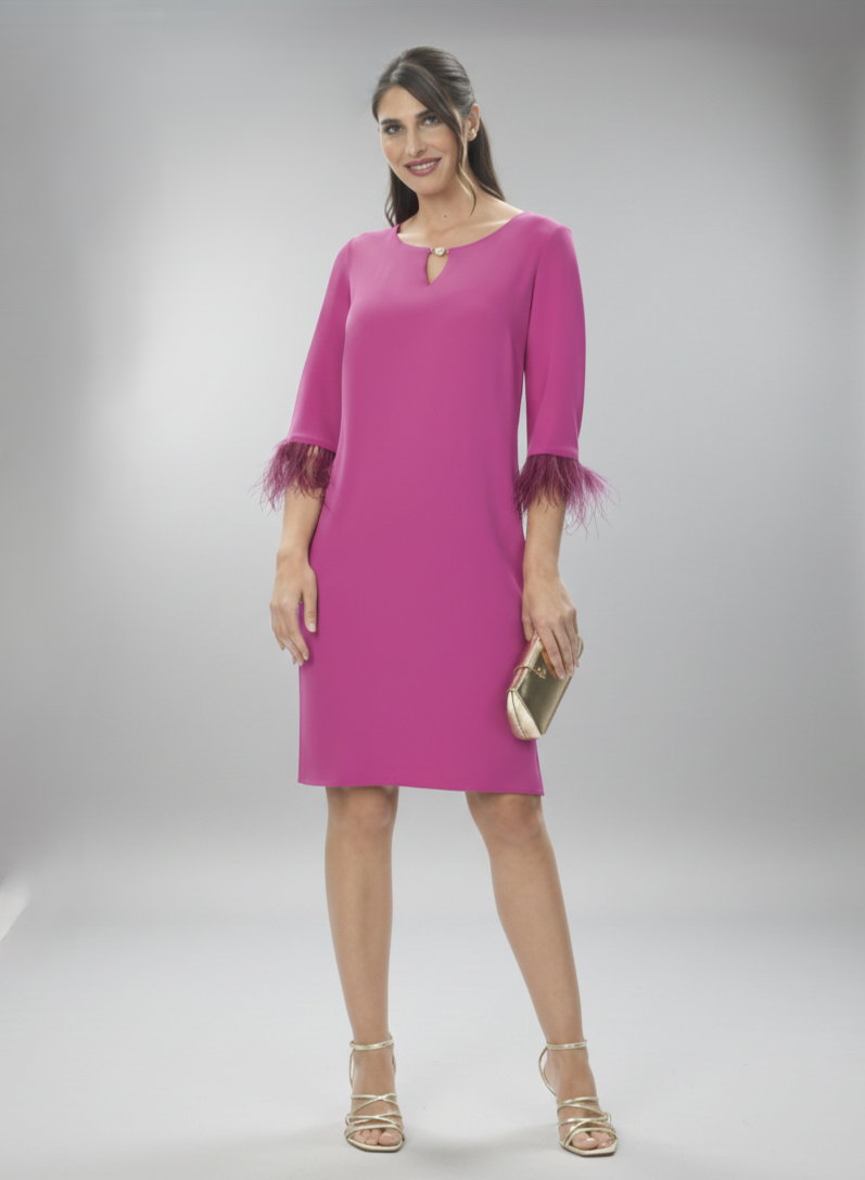 Vestido Plumas Fucsia