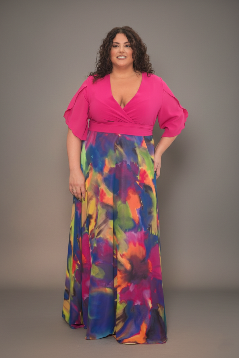 Vestido Largo Estampado Colores