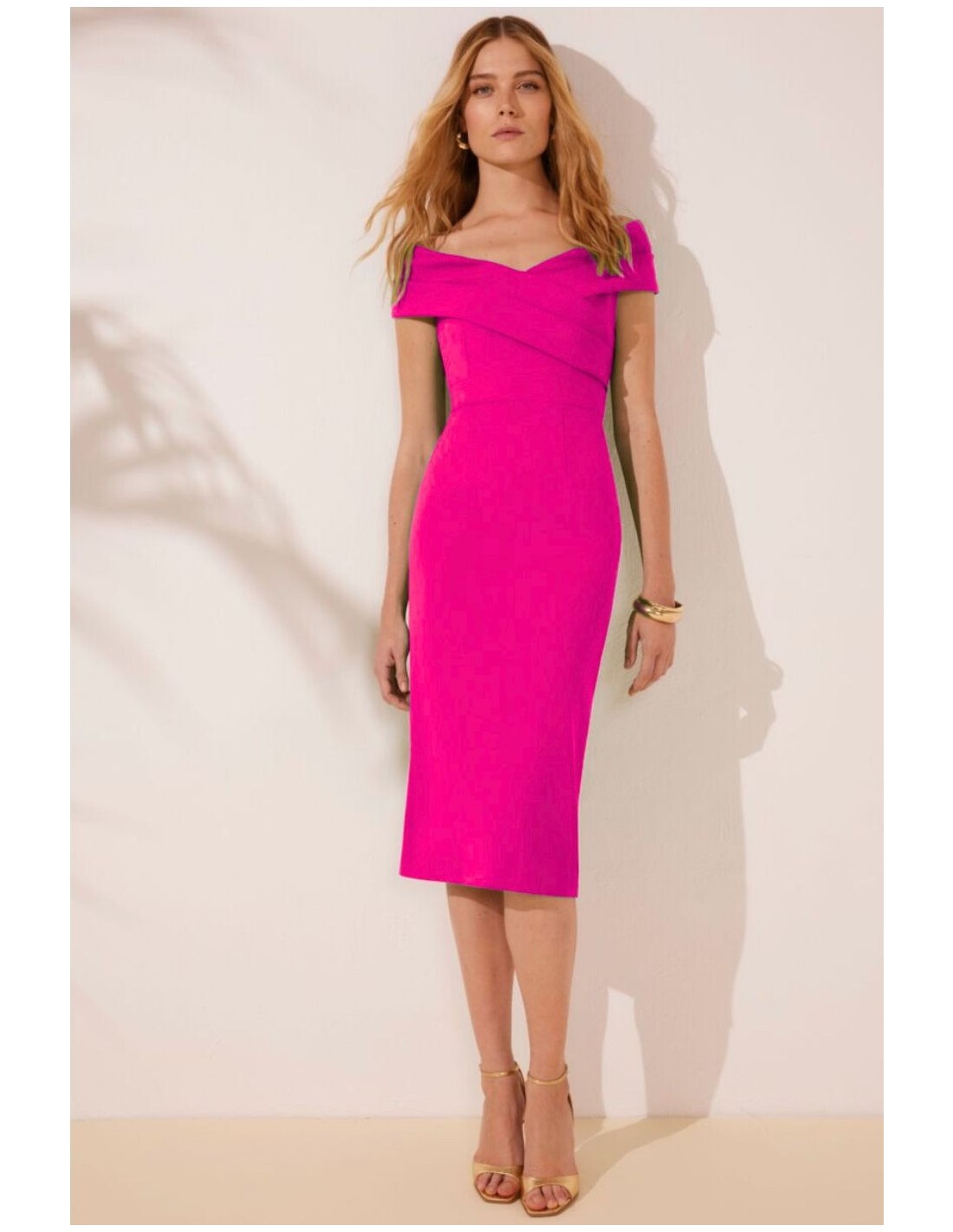 Vestido Ceñido Cruzado Fucsia