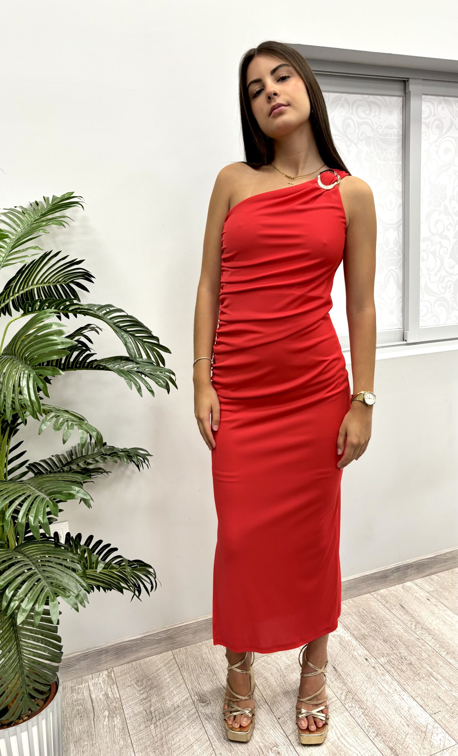 Vestido Ceñido Rojo