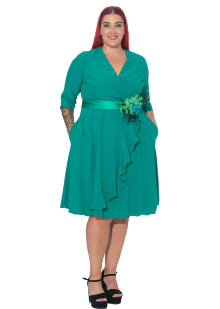 Vestido Corto Verde Volante Falda