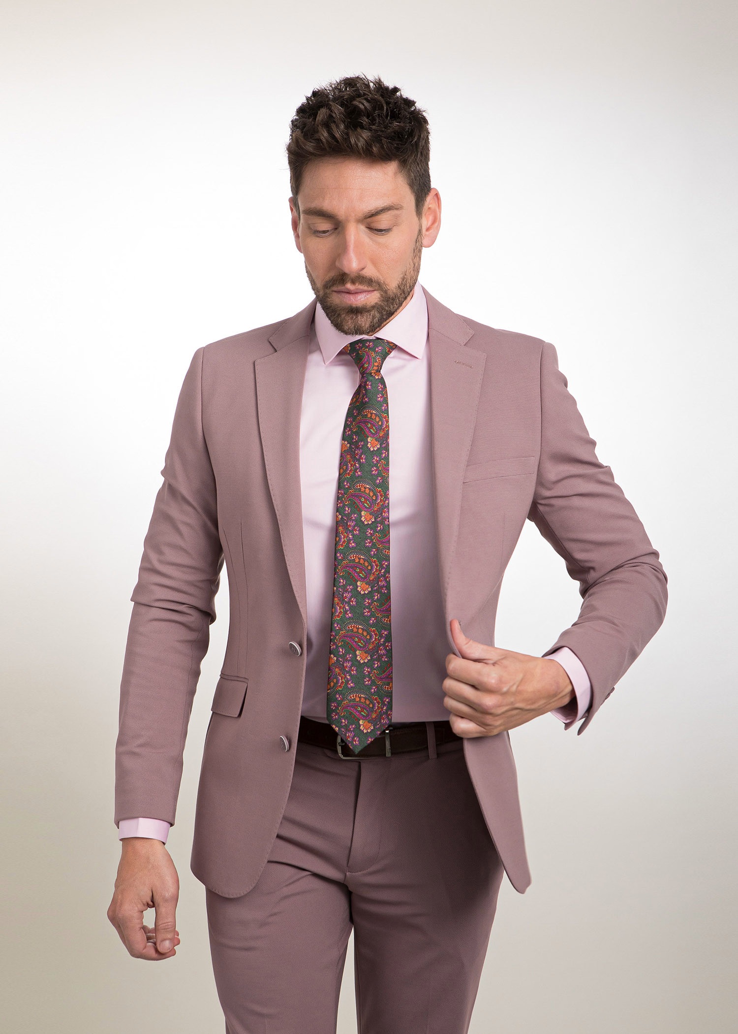 Traje Slim Fit Rosa