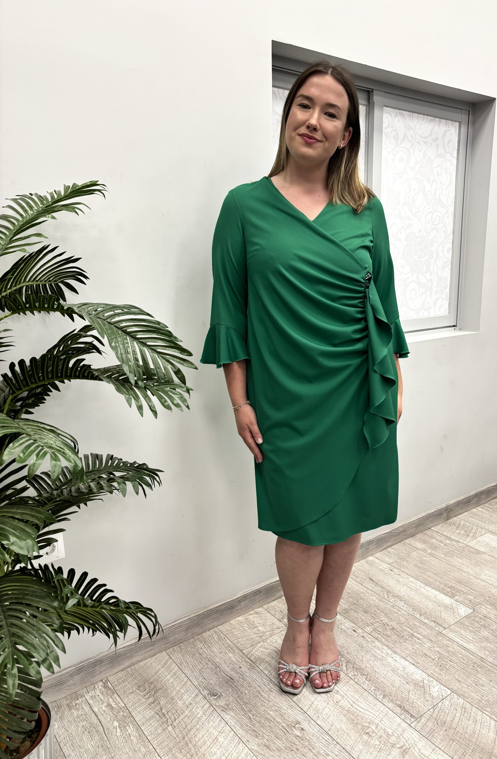Vestido Drapeado Verde