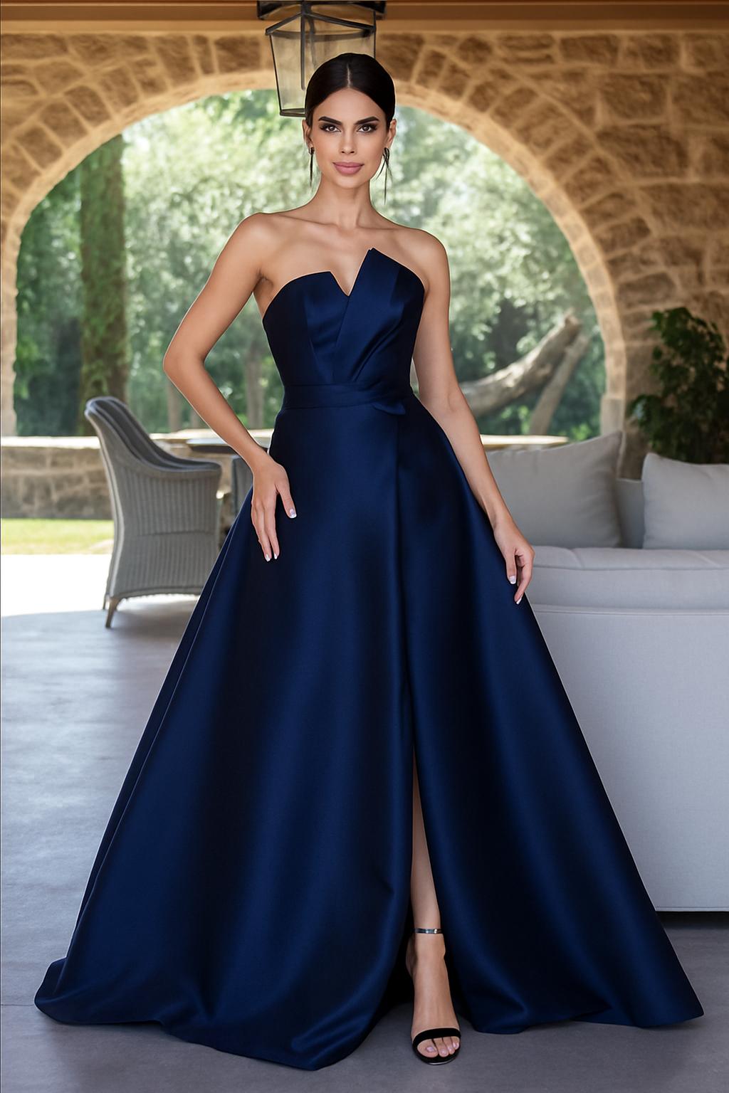Vestido Largo Azul Marino