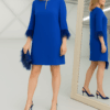 Vestido Plumas Azul Tinta