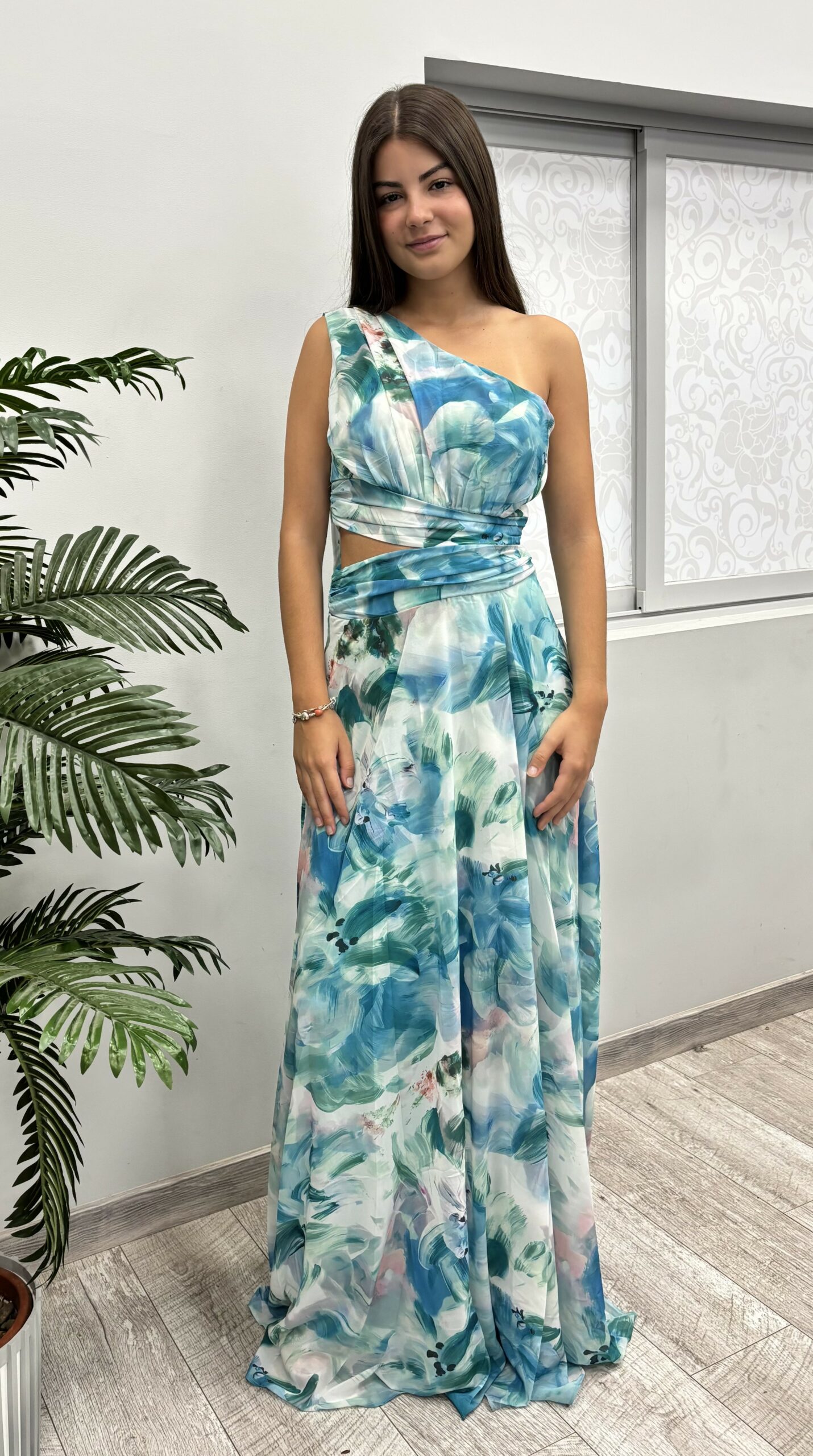 Vestido Flores Turquesa