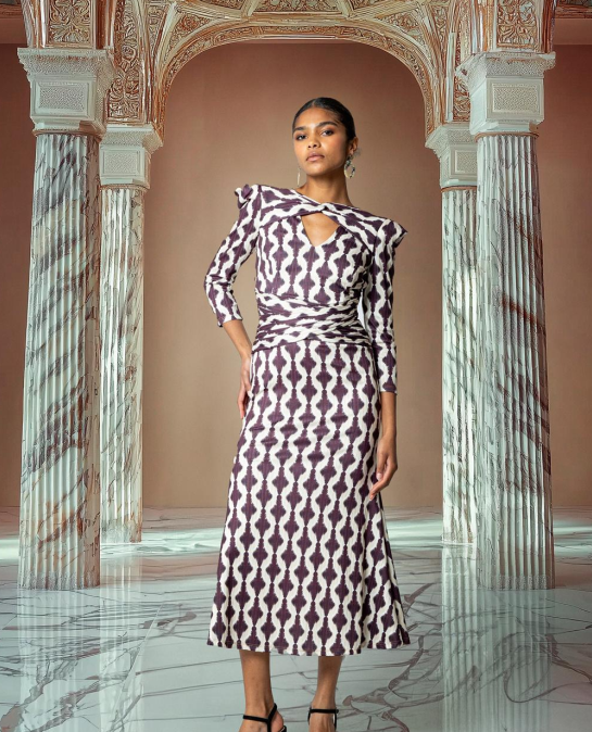 Vestido Estampado Beige