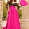 Vestido con cuerpo de encaje y falda pomposa