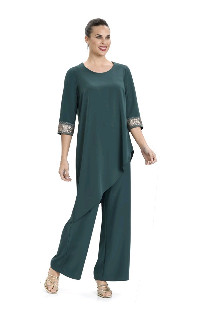 Conjunto Verde Asimétrico dorado