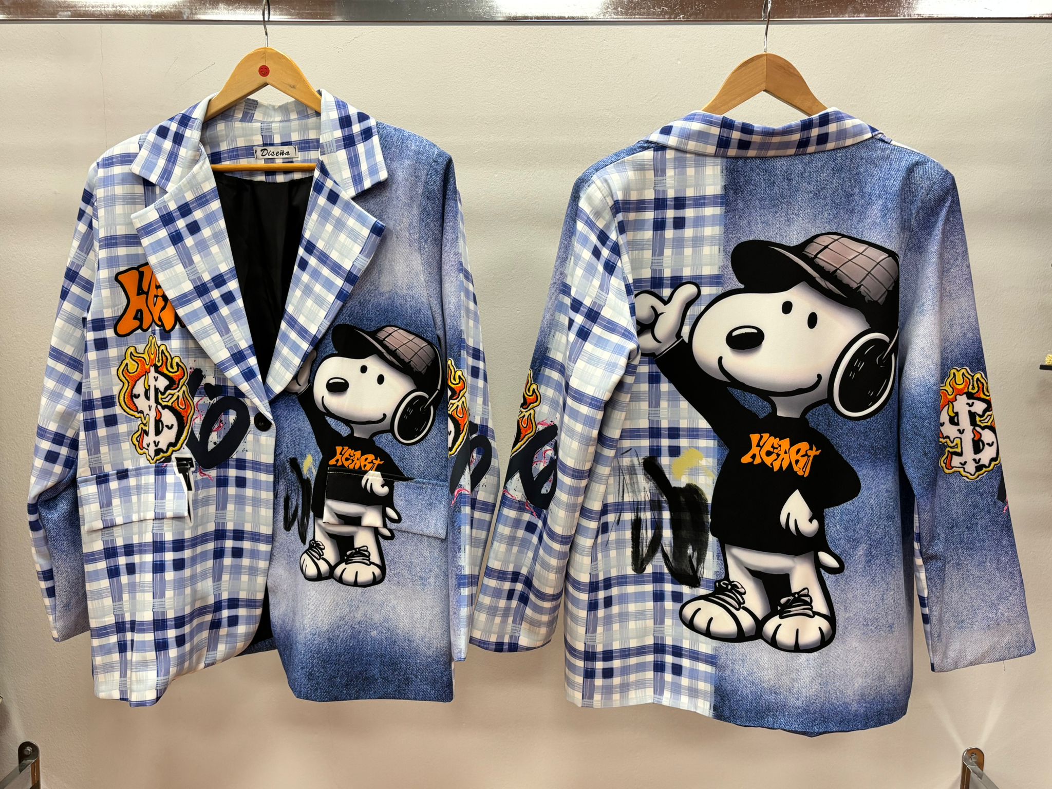 Americana Oversize Cuadro Azul