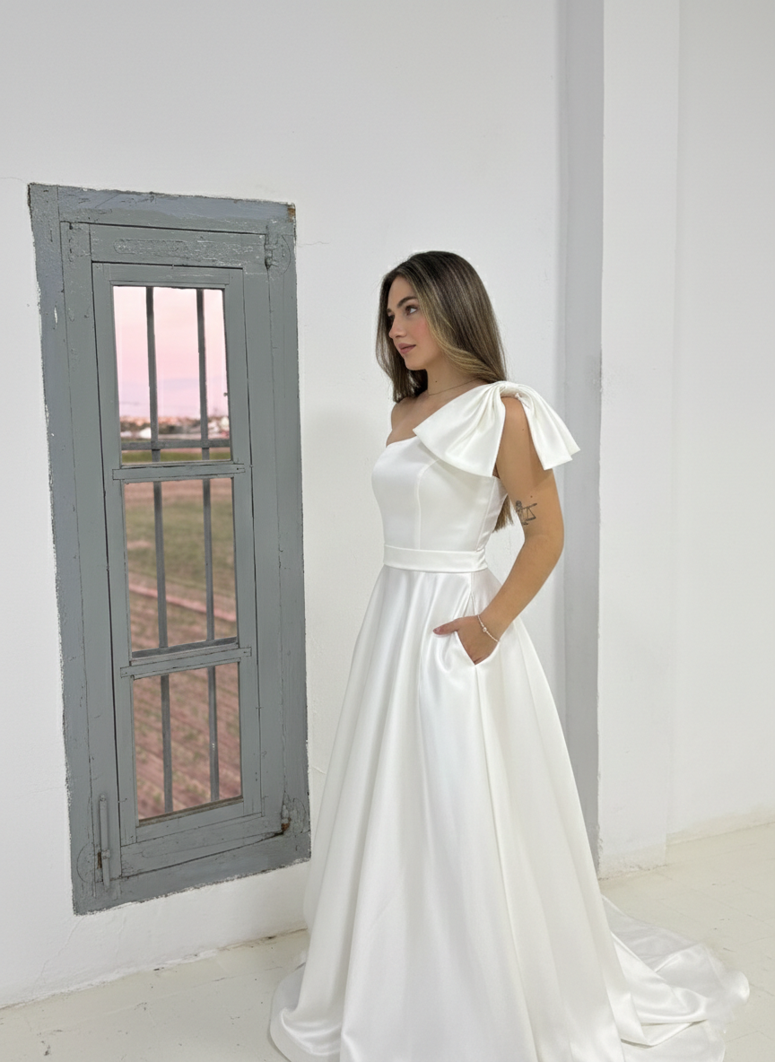 Vestido de Novia Escote Desigual