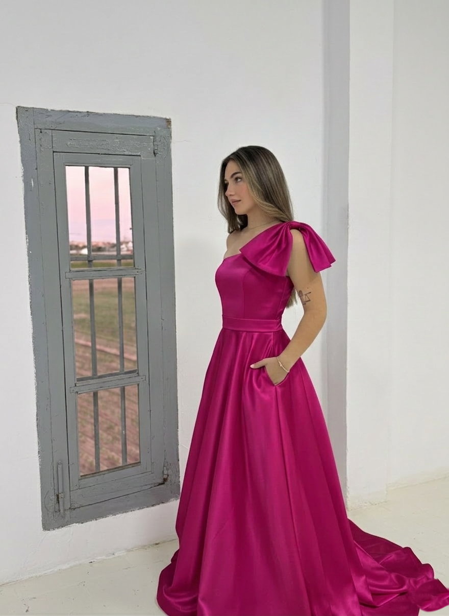 Vestido Fucsia Un Tirante