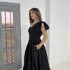 Vestido Negro Largo Escote Desigual
