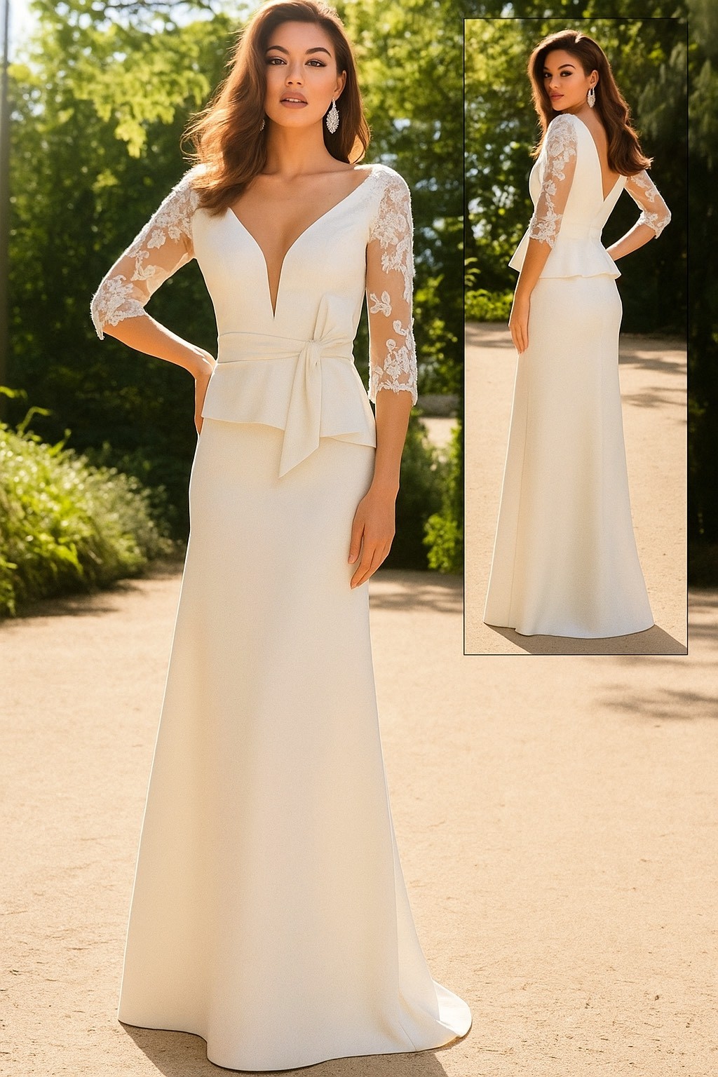 Vestido de Novia Recto con Encaje