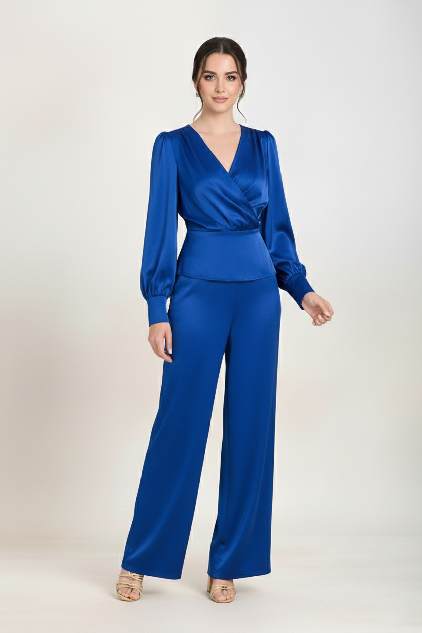 Conjunto Manga Larga Azul