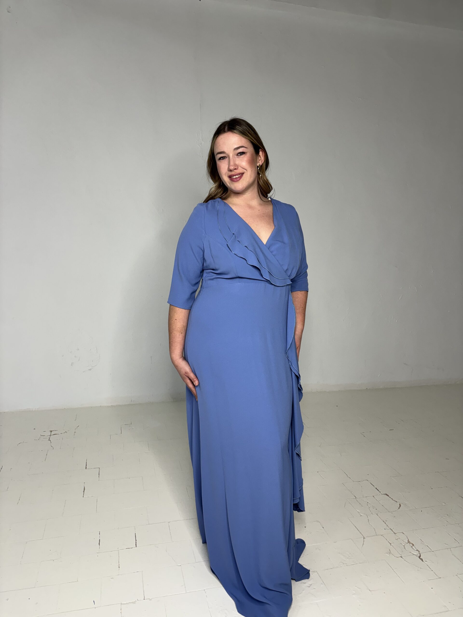 Vestido Largo Manga Francesa Farol