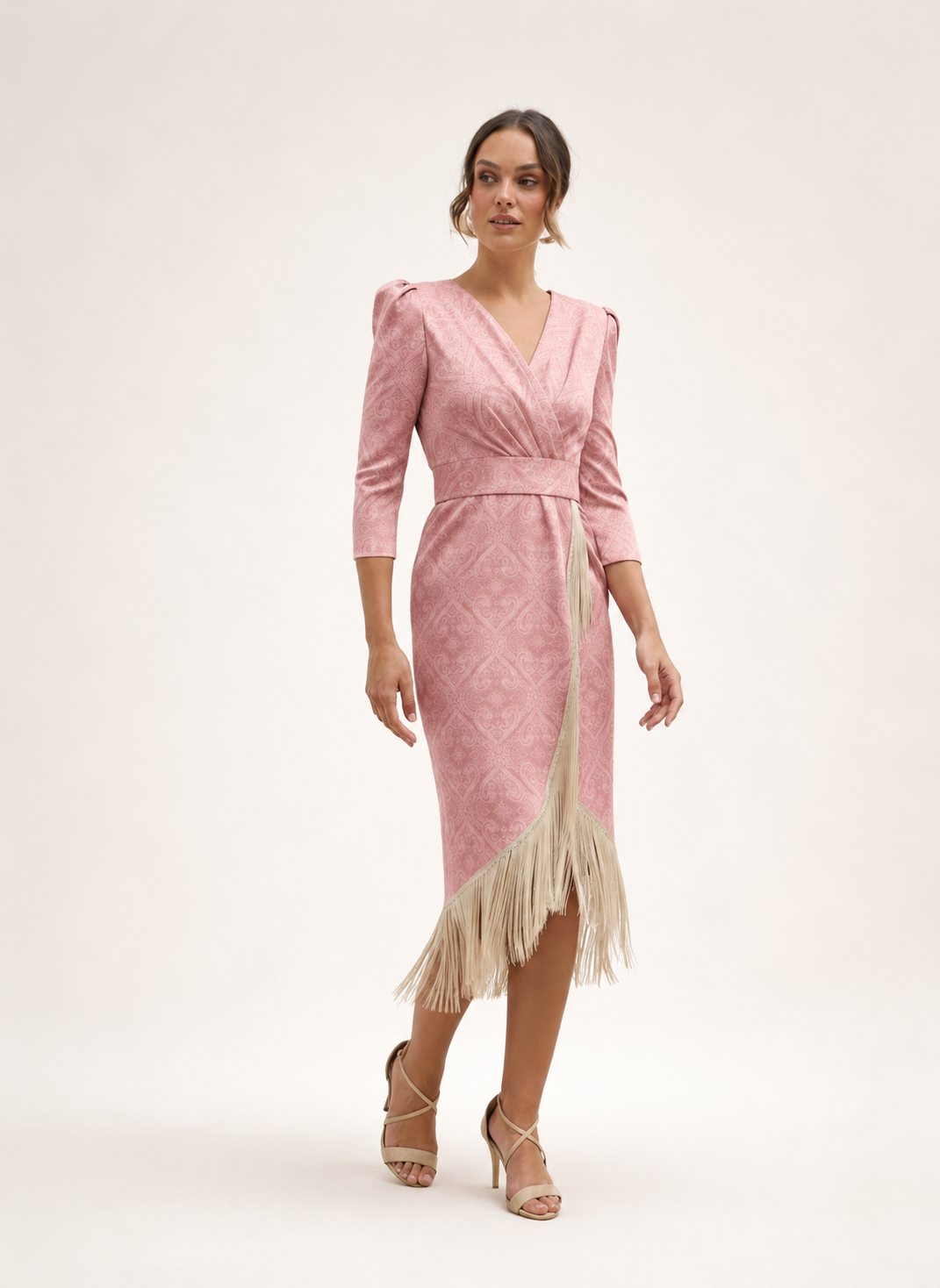Vestido Rosa Flecos