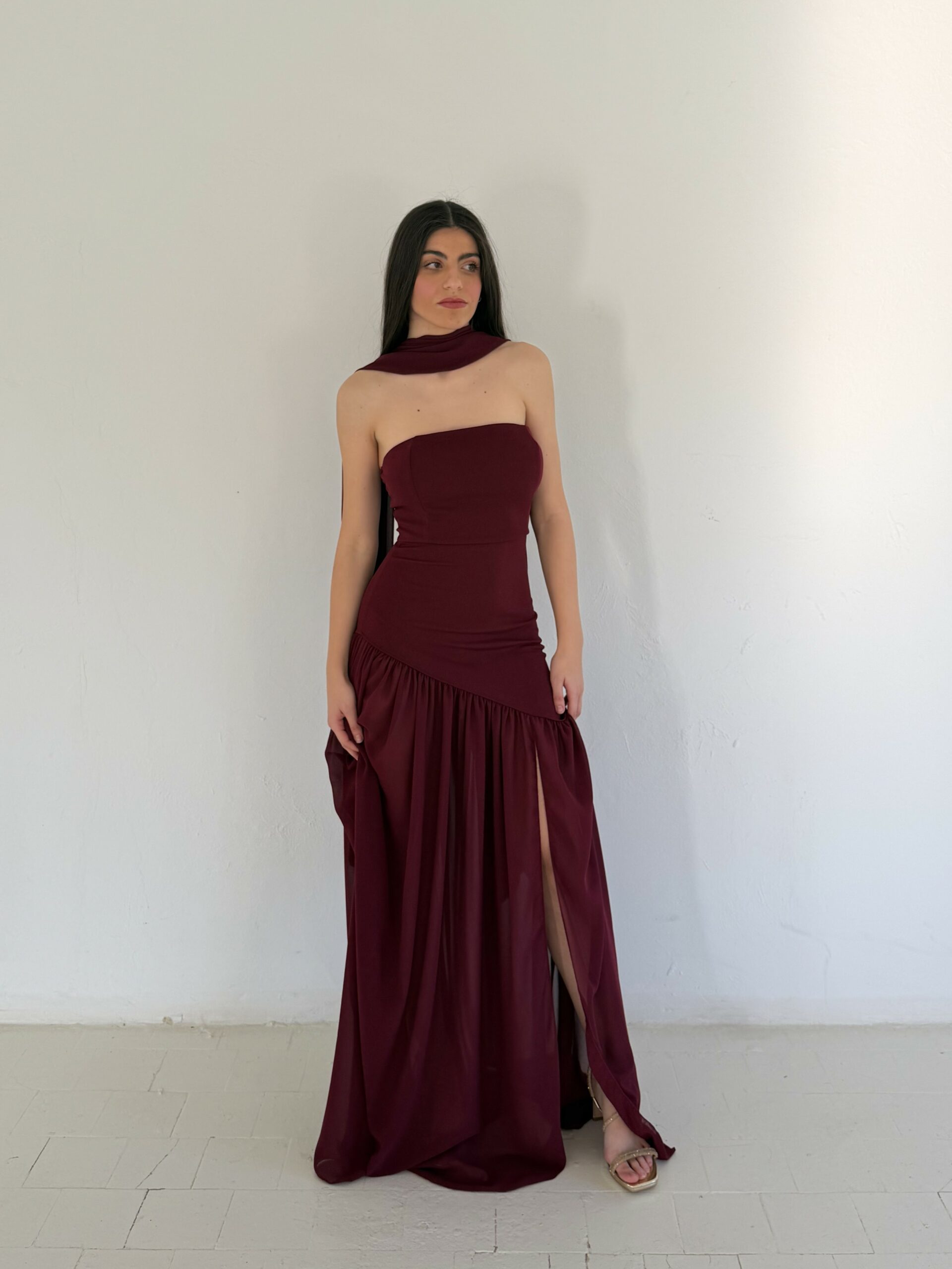 Vestido Largo Burdeos