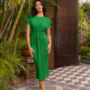 Vestido Midi Verde Drapeado