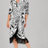 Vestido Blanco y Negro Flecos