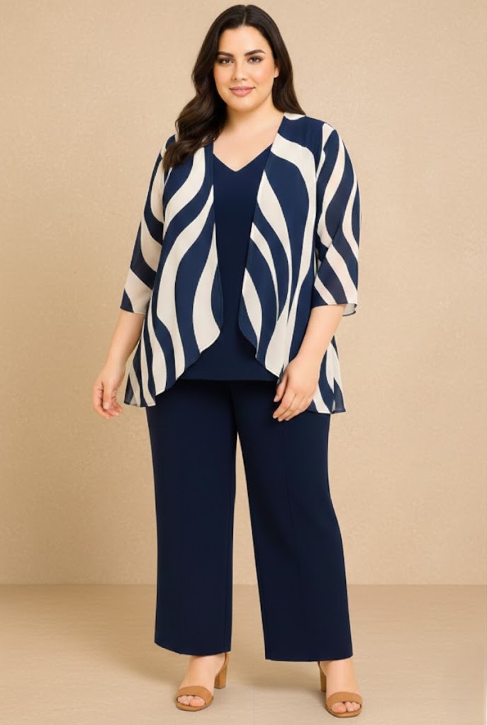 Conjunto Tres Piezas Marino Blanco