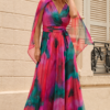 Vestido Largo Estampado Capa