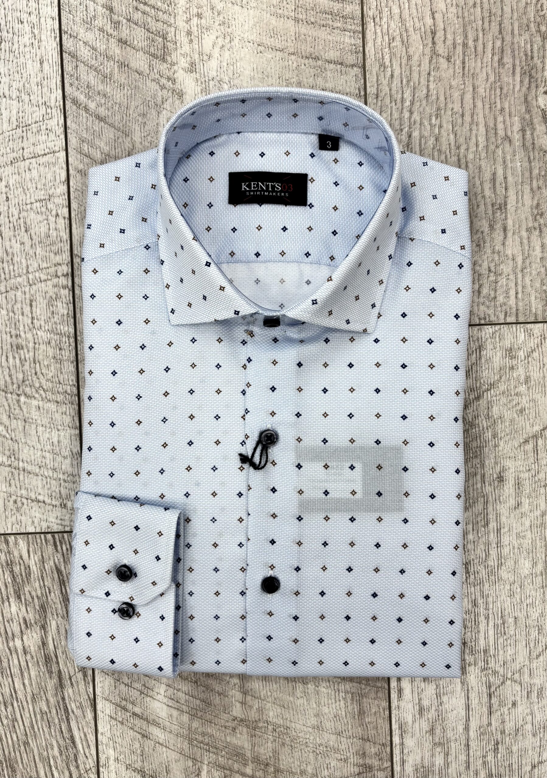 Camisa Celeste Detalles Beige