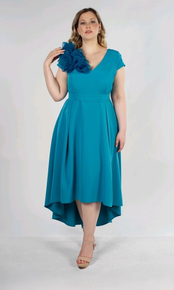 Vestido Midi Turquesa Desigual