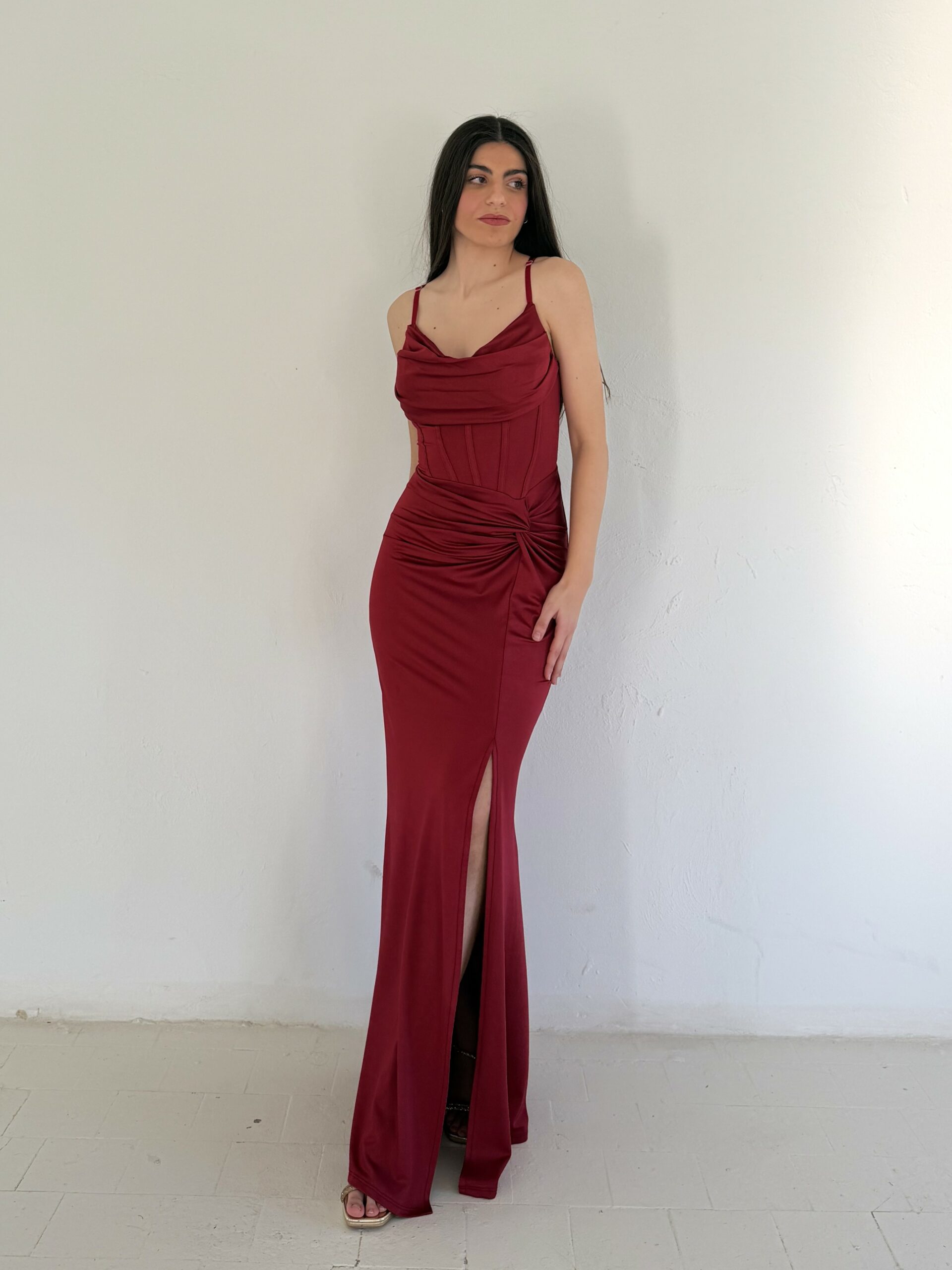 Vestido Burdeos Corsé