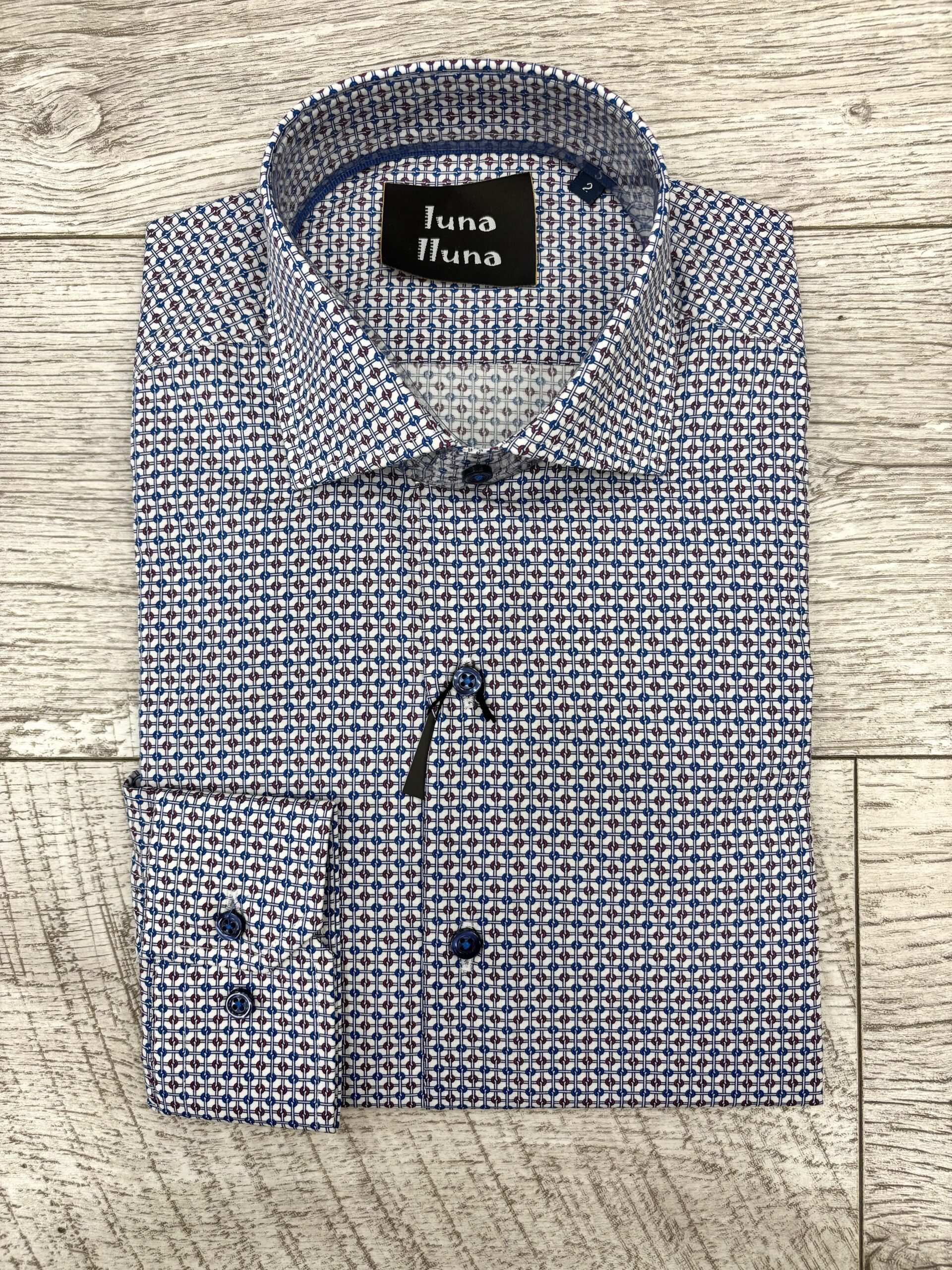 Camisa Blanca Dibujo Granate