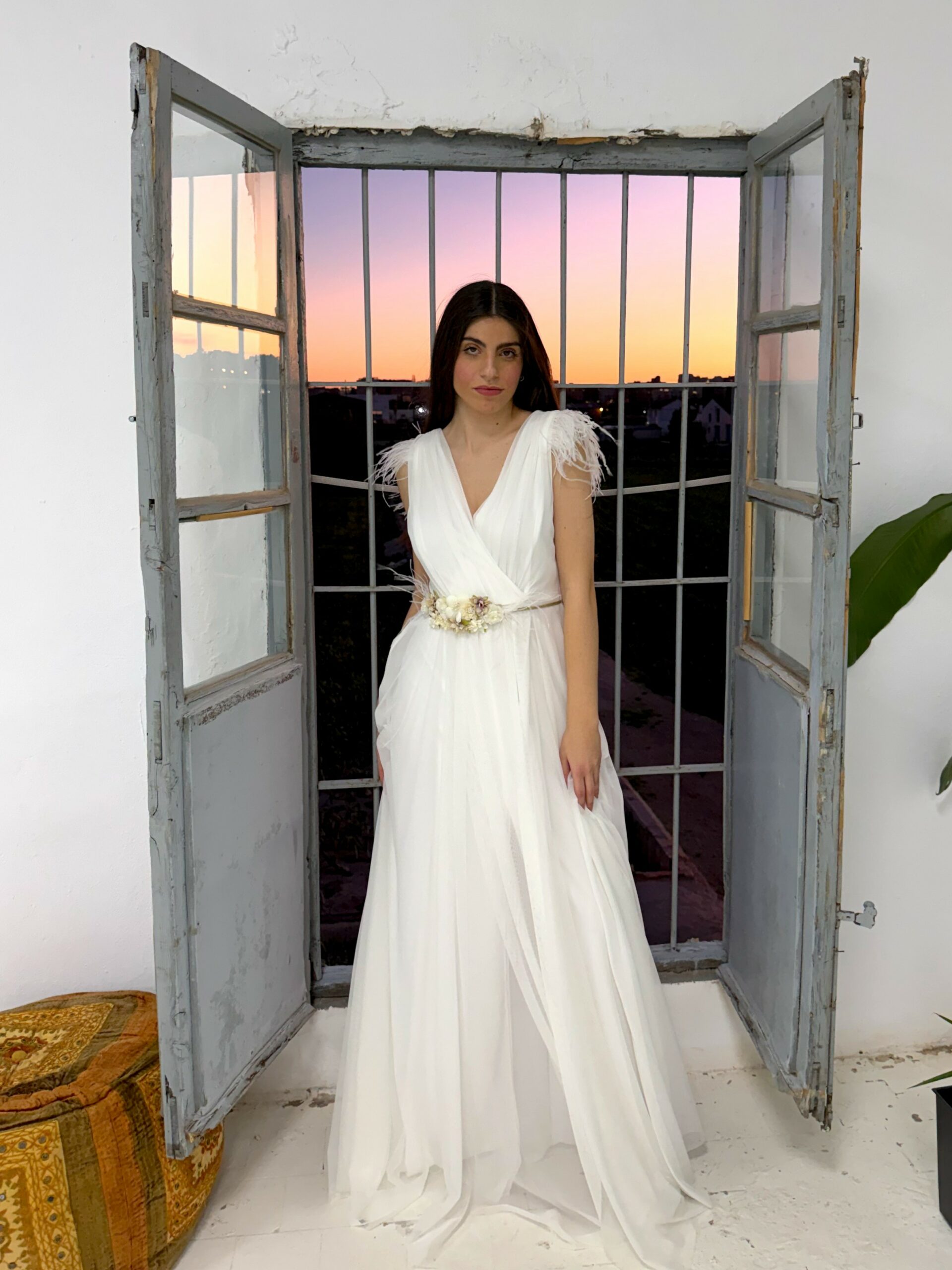 Vestido Novia Tul Plumas