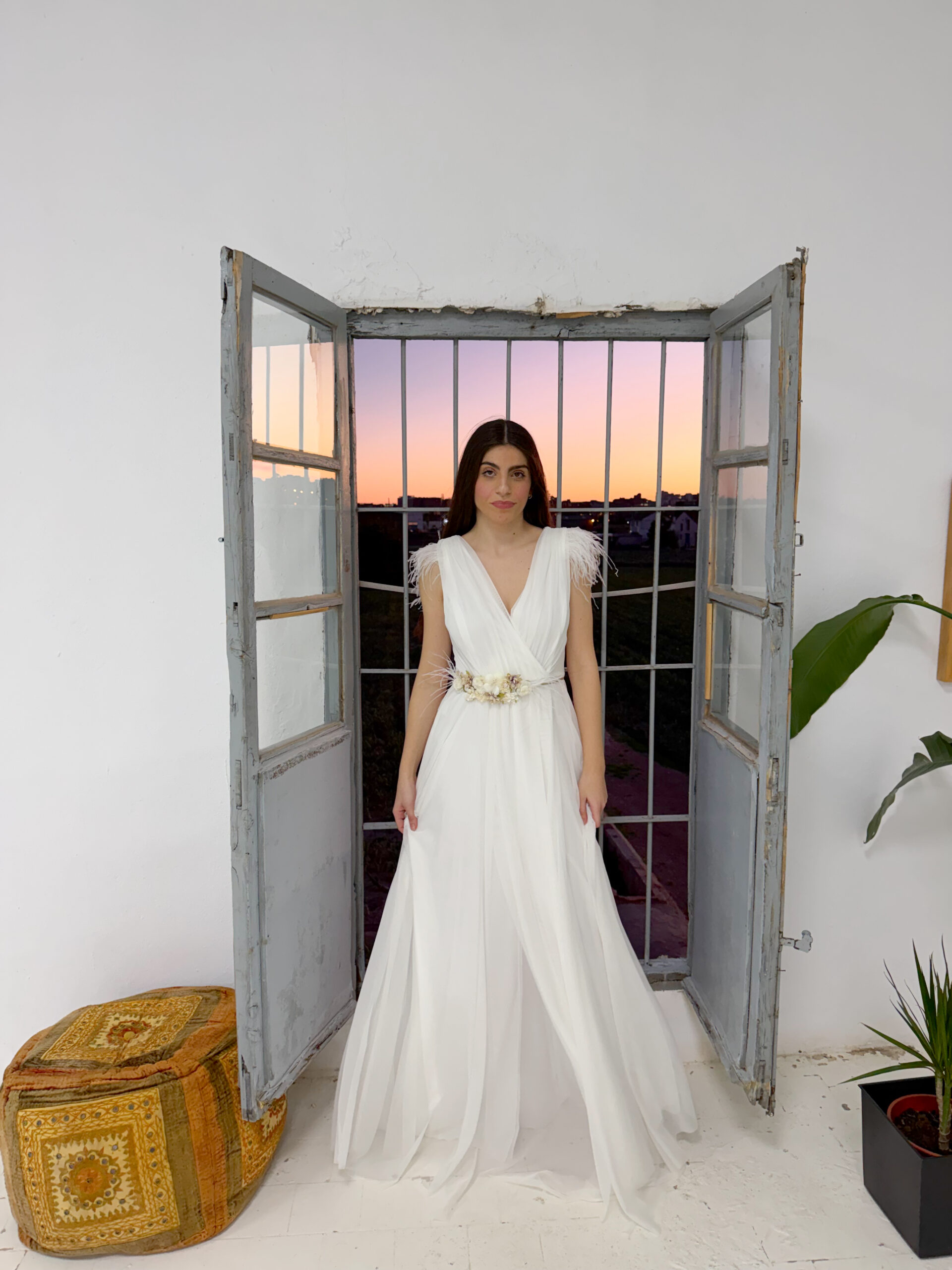 Vestido Novia Tul Plumas