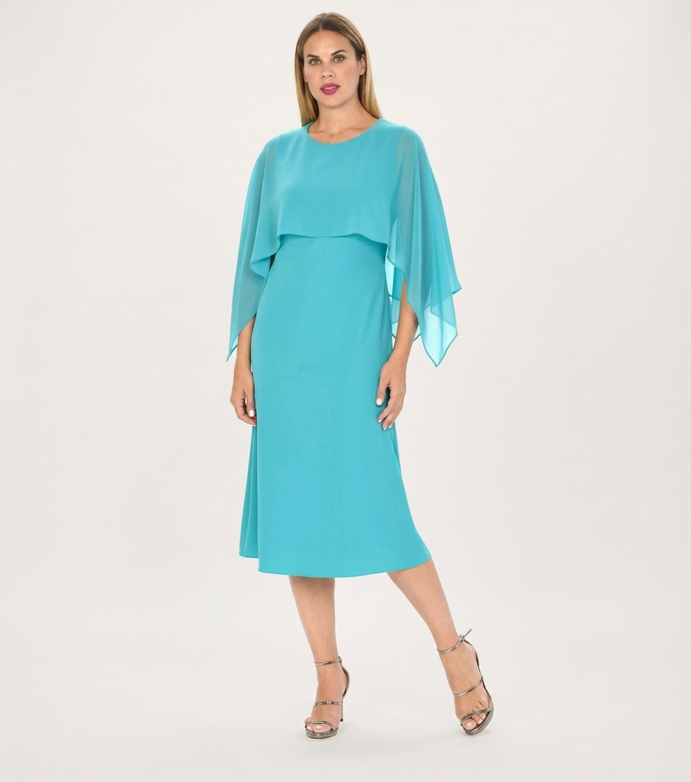 Vestido Turquesa Sobrecapa