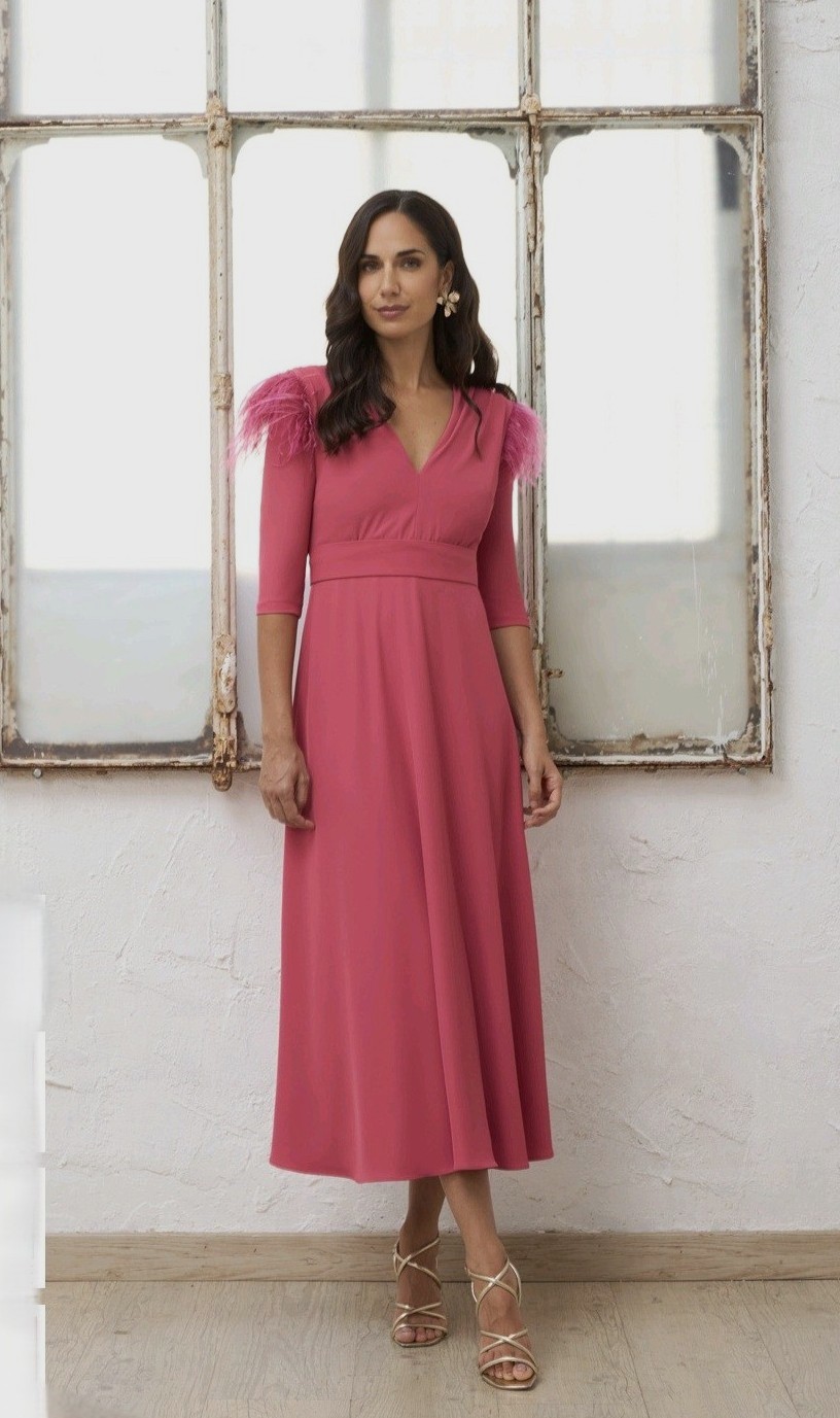 Vestido Rosa Plumas