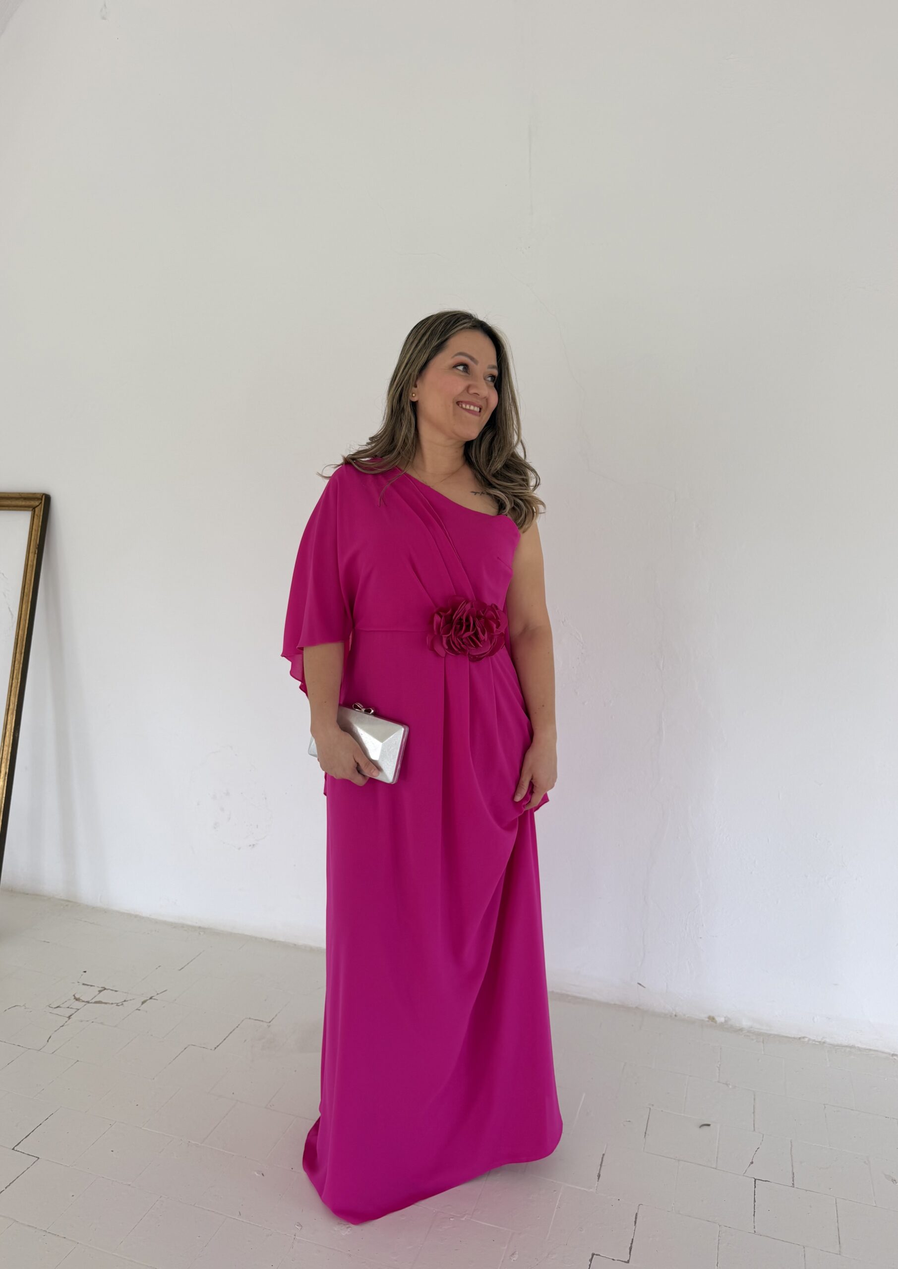 Vestido Rosa Largo Desigual