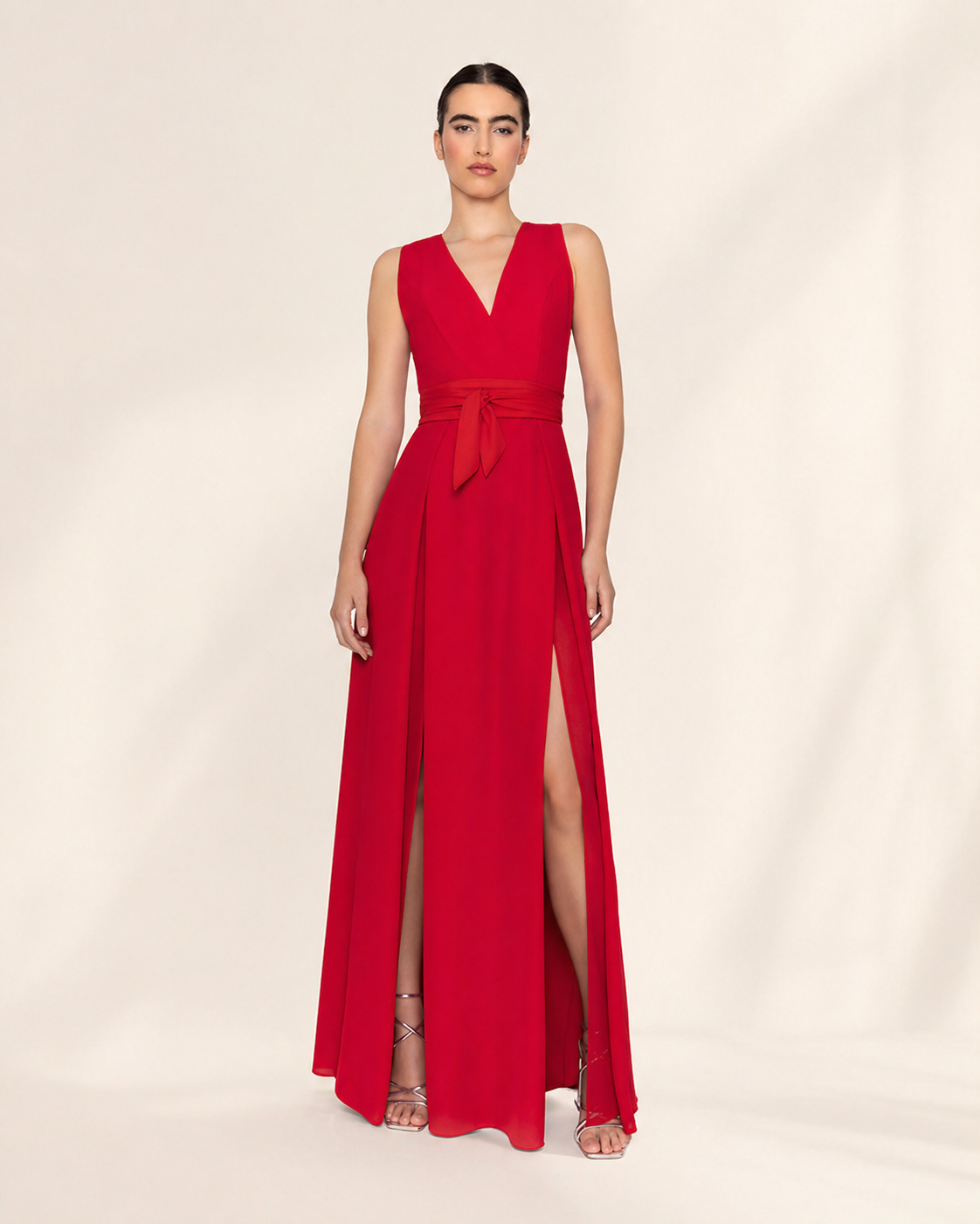 Vestido Largo Rojo Abertura