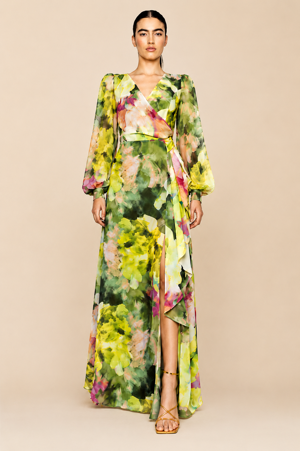 Vestido Largo Estampado Verde