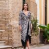 vestido midi animal print