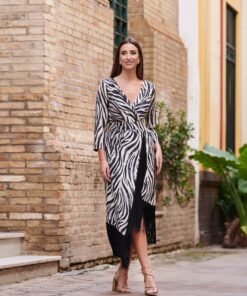 vestido midi animal print